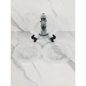 Fostoria Stratton Avon Salad Plates 8" Heavy America Lead Crystal Diamond Shaped